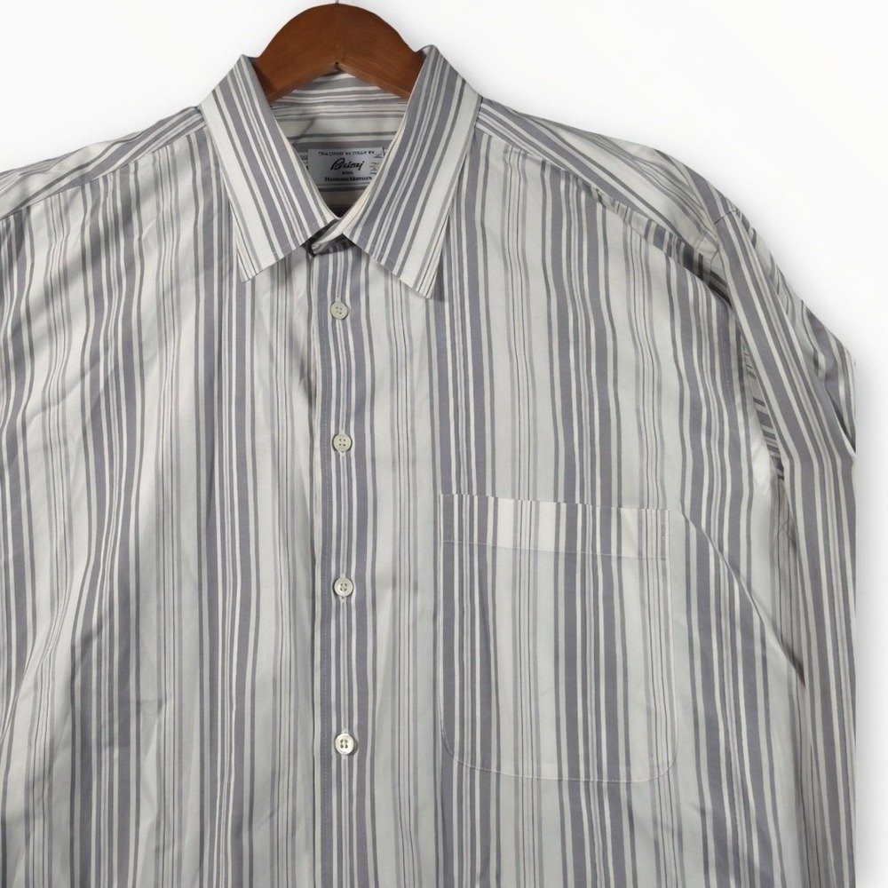 Brioni Neiman Marcus Striped Dress Shirt XXL Tailored Italy 100% Cotton Oxford
